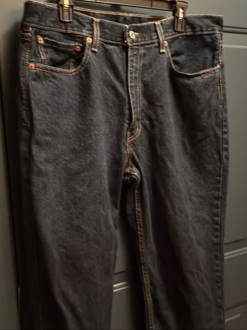 Levi's Men's Dark Blue Straight Jeans with Contrast Stitching